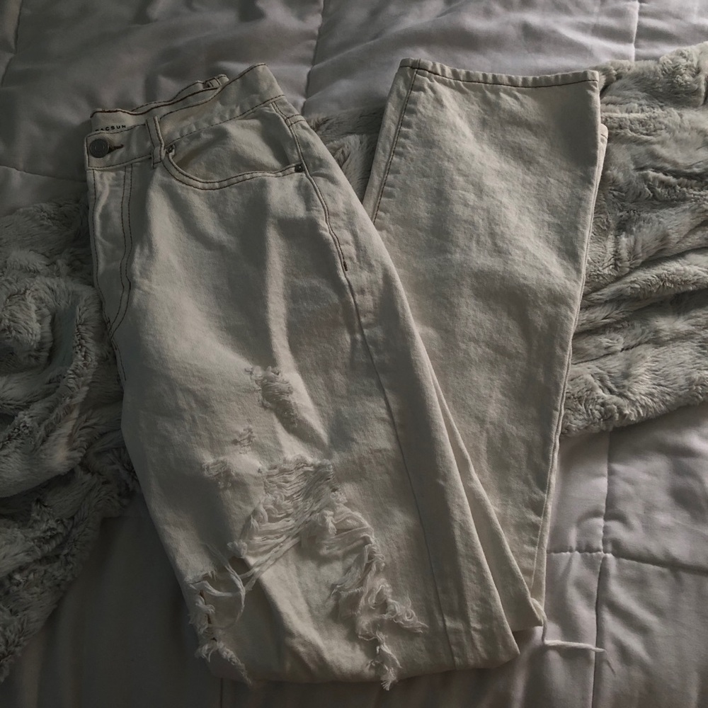 pacsun white ripped dad jeans